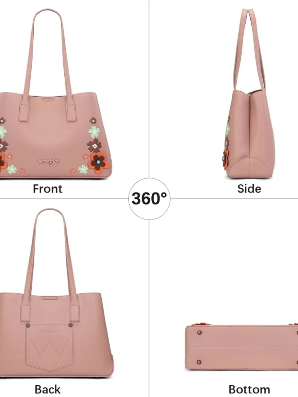 Wrangler Floral Accent Tote Shoulder Bag Pink